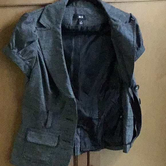 BCX Back Lined Short Sleeve Blazer-Grey 3 Button - Picture 8 of 8